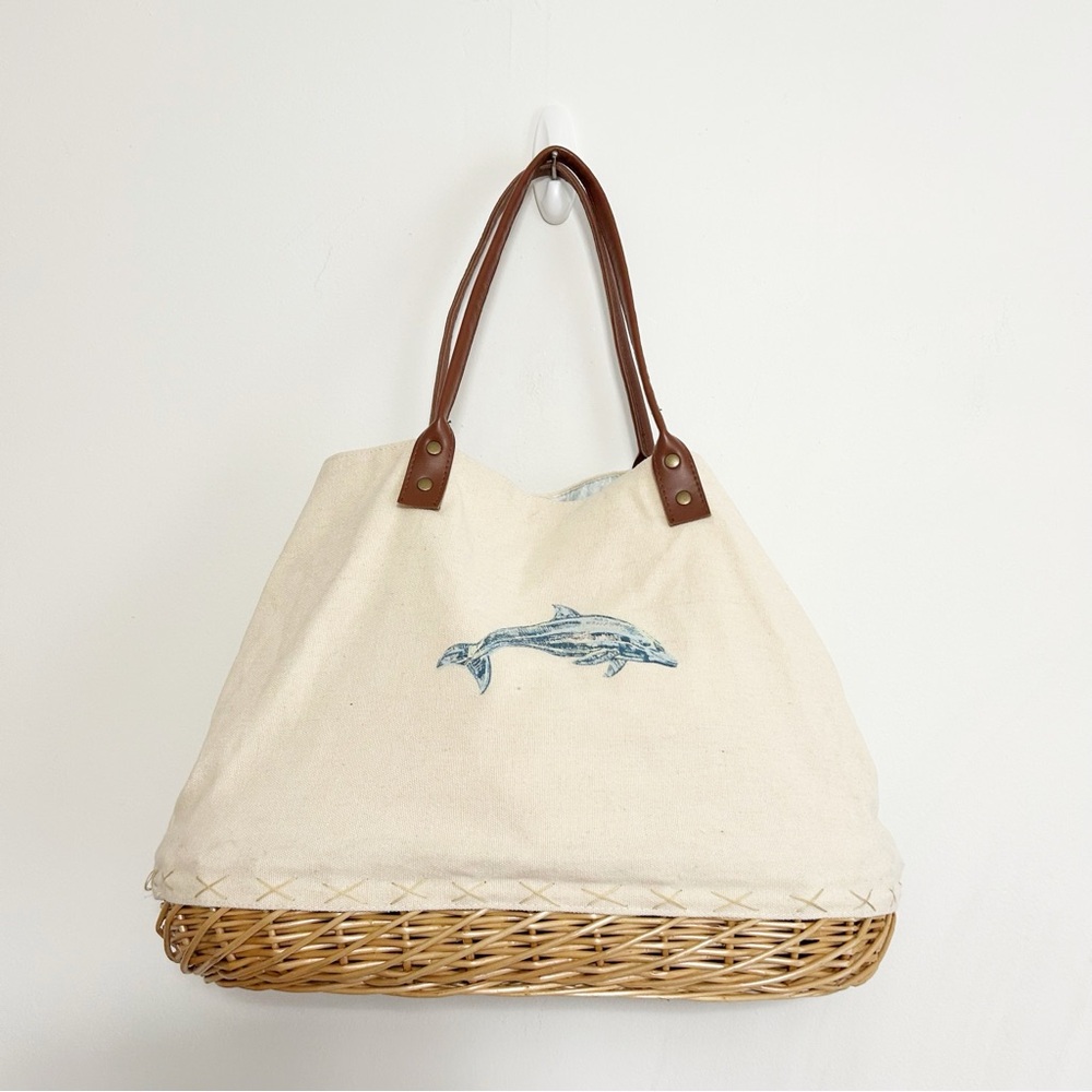 Seas the Day | Dolphin Canvas Basket Bag